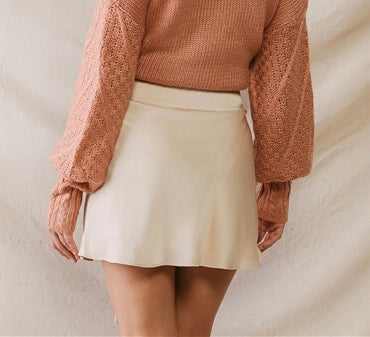 Tina Taupe Belted Flare Mini Skirt